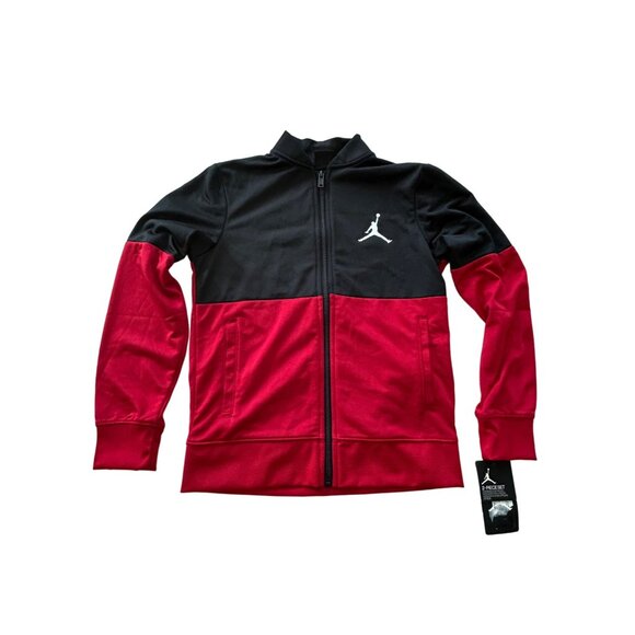 Jordan Youth 2 Piece Track Suit Set Black Red Full Zip Jacket Pants Medium New - Picture 2 of 11